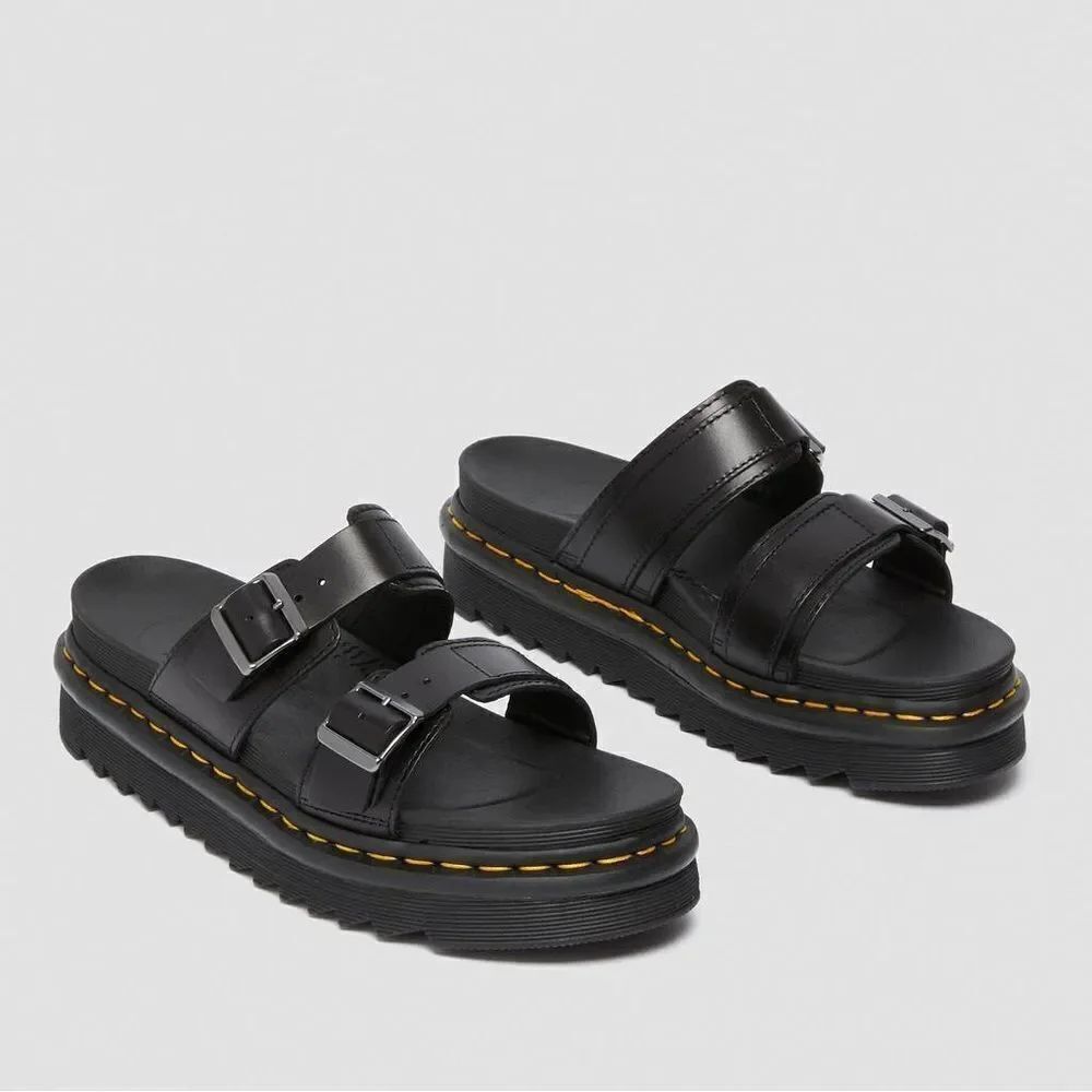 Dr. Martens MYLES BRANDO LEATHER BUCKLE SLIDE SANDALS new sz 10